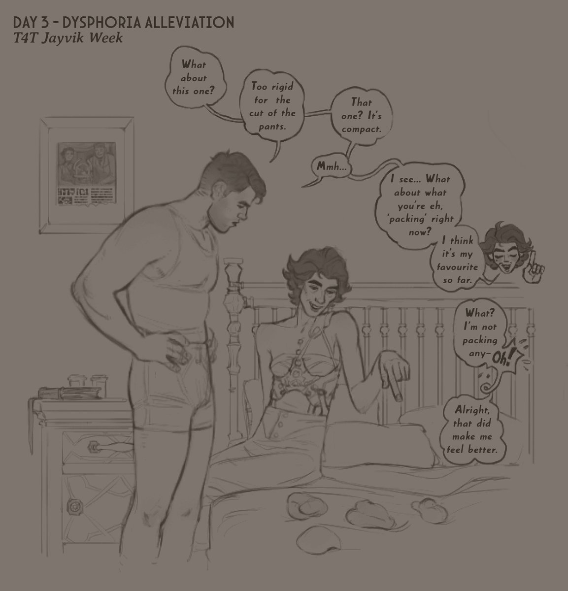 allalternate's tweet photo. Day three - Dysphoria Alleviation
#t4tjayvikweek
Do NOT read the tabloid columns on the 'Man of Progress' if you are the Man of Progress. https://t.co/9xvd3S5Hp4