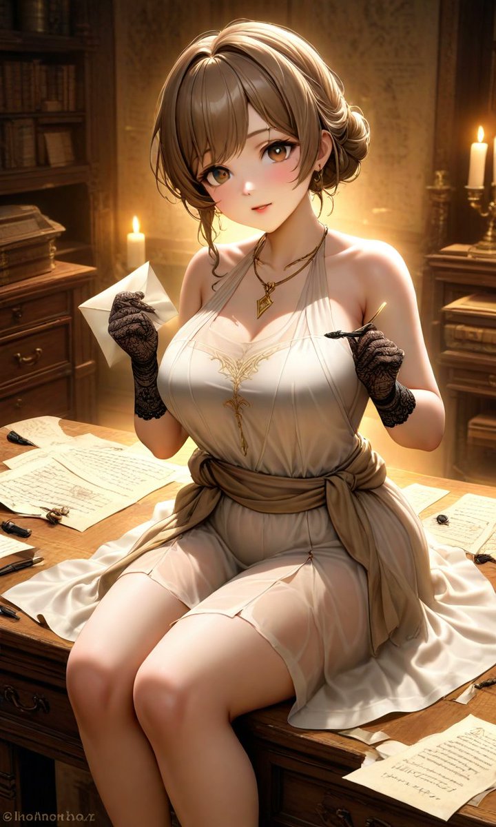 Stoker178's tweet image. Faded Letters: The Memory of Bready

#Bready #NIKKE #GoddessofVictory #GoddessofVictoryNikke #VintageElegance #IvoryChiffon #WrittenWhispers #GoldenCandlelight #OldLetters #ForgottenWords #TimelessSoftness #SepiaMood #InkAndMemory #QuietMelancholy #Pixai #Pixaiart #AI