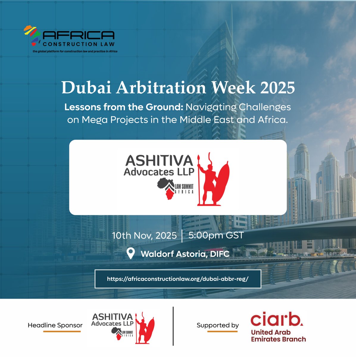 We are pleased to welcome @ashitivaadvocates as the Headline sponsor for our upcoming event at 𝐃𝐮𝐛𝐚𝐢 𝐀𝐫𝐛𝐢𝐭𝐫𝐚𝐭𝐢𝐨𝐧 𝐖𝐞𝐞𝐤 2025. 

To learn more, please check them out via the link below: ashitivaadvocates.com

#ACL #DubaiArbitrationWeek #DAW2025 #ASHITIVA