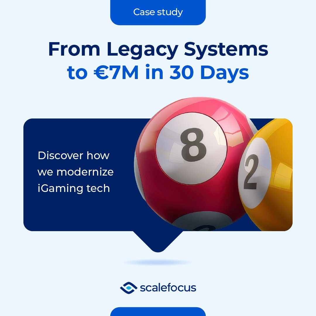 Legacy tech slows your growth.
In a recent project, we helped a major EU lottery operator launch a modern, cloud-powered platform that delivered:

➡️ €7M in revenue and 2.7M ticket scans within a month
➡️ 4.5-star Google Play and 4.9 App Store rating (up from 3.7)
➡️ 600K+