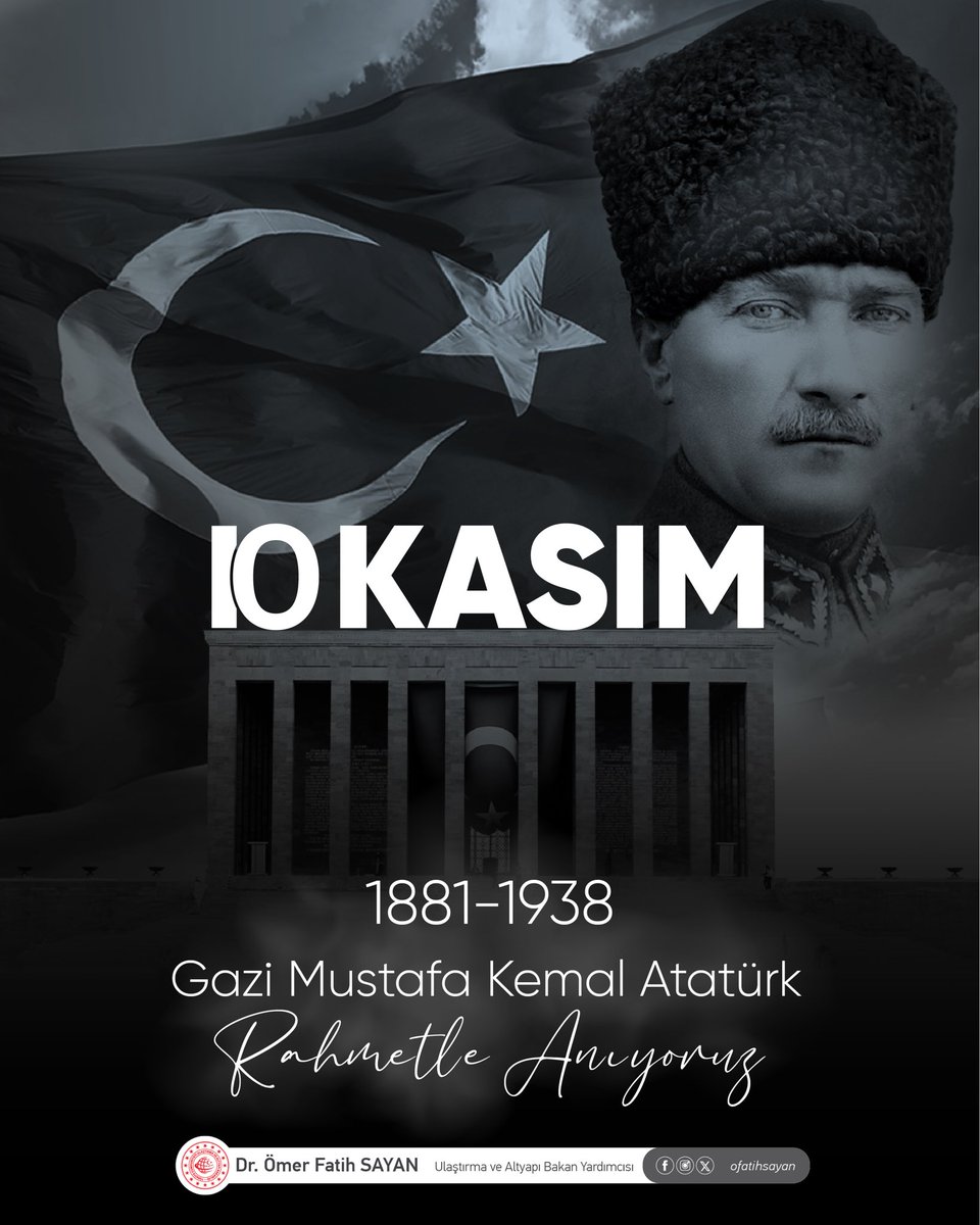 Kurtuluş Savaşımızın Başkomutanı, Cumhuriyetimizin banisi Gazi Mustafa Kemal Atatürk’ü vefatının 87. yılında minnet ve saygıyla anıyorum.

Bu vesileyle, onunla birlikte ahirete irtihal eden tüm kahramanlarımızı, gazilerimizi ve şehitlerimizi rahmet ve şükranla yâd ediyorum. 🇹🇷