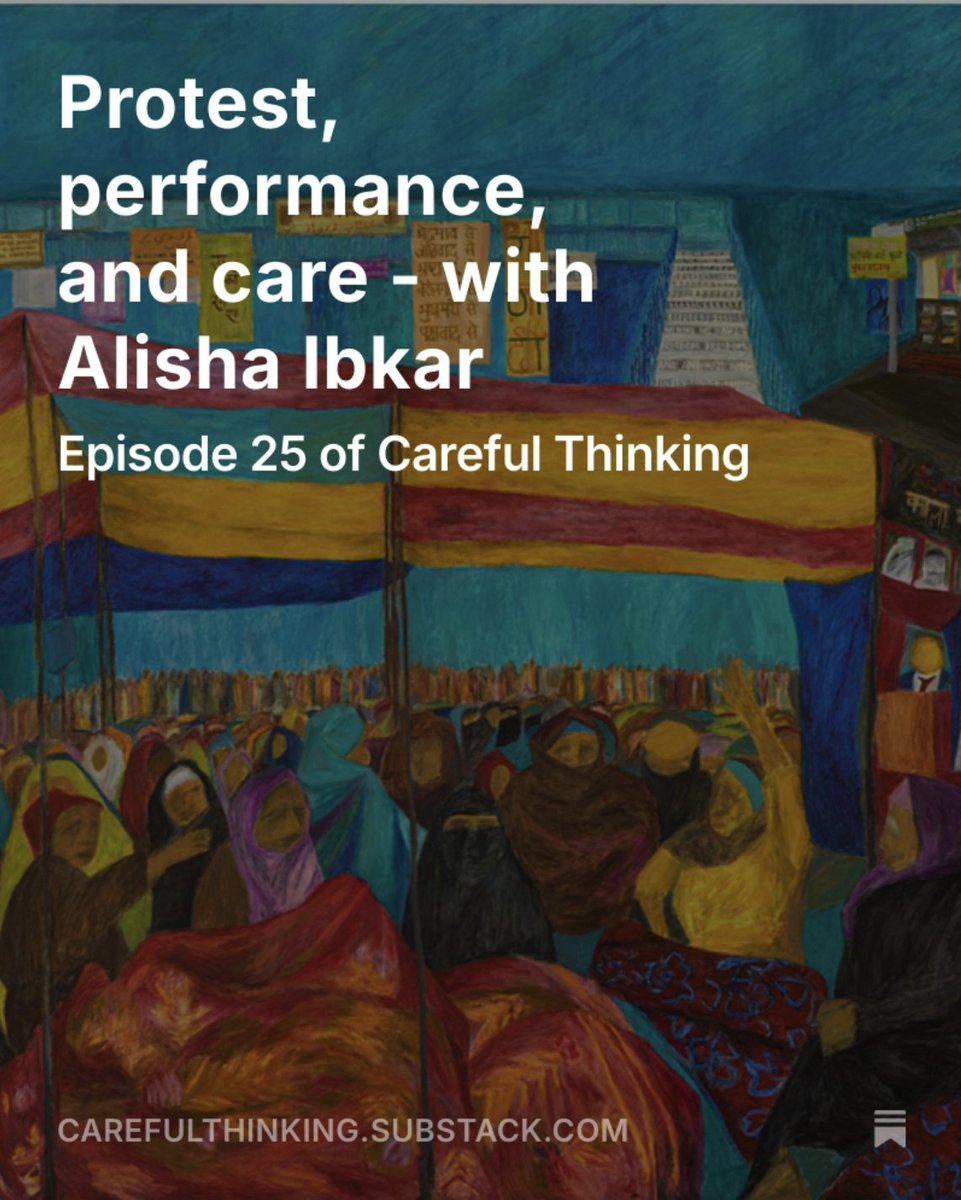 DrMartinRobb's tweet image. In my latest Substack post, I reflect on my podcast interview with Alisha Ibkar, about her research with the protesting Muslim grandmothers of Shaheen Bagh, Delhi, and the role of care - and performance - in political action.