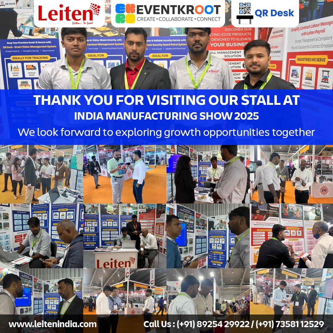LeitenTech's tweet image. Thank you for visiting our stall at @IMS_Show ! 🙏
We loved connecting with innovators and industry leaders exploring #SmartSolutions like #EventKroot, #QRDesk &amp;amp; #LeitenPayroll 🚀
Here’s to future collaborations and growth! 💼