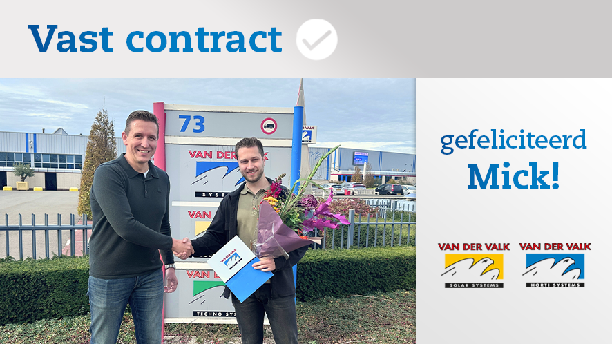 De ValkFamilie heeft er weer een vast lid bij, namelijk onze Junior R&amp;D Engineer 𝗠𝗶𝗰𝗸!
Van harte gefeliciteerd! 💐

#Vastcontract #ValkFamilie #ValkSystemen #ValkHortiSystems #ValkSolarSystems #HR