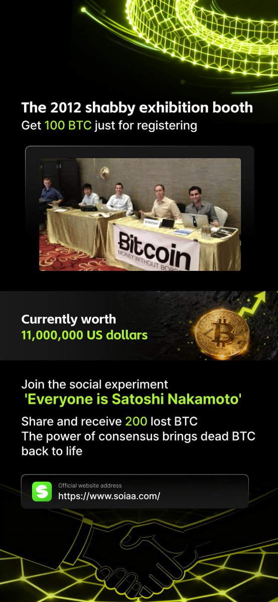 SOIAA01's tweet image. From a small Bitcoin booth in 2012 to the rise of Ethereum in 2014, history has proven that great revolutions often start quietly.  Today, SOIAA continues this spirit of innovation.#AIOS #Bitcoin #DigitalGold