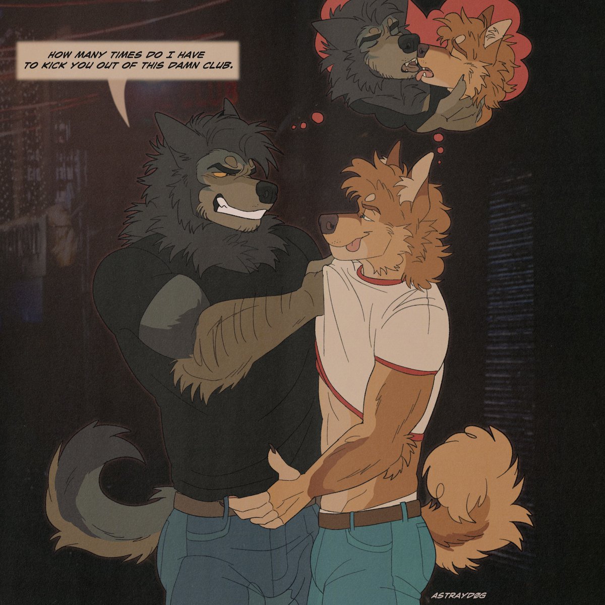 Doggone gets acquainted with Michael, one of the regular club goers at his new job.
(More comic style art coming soon)