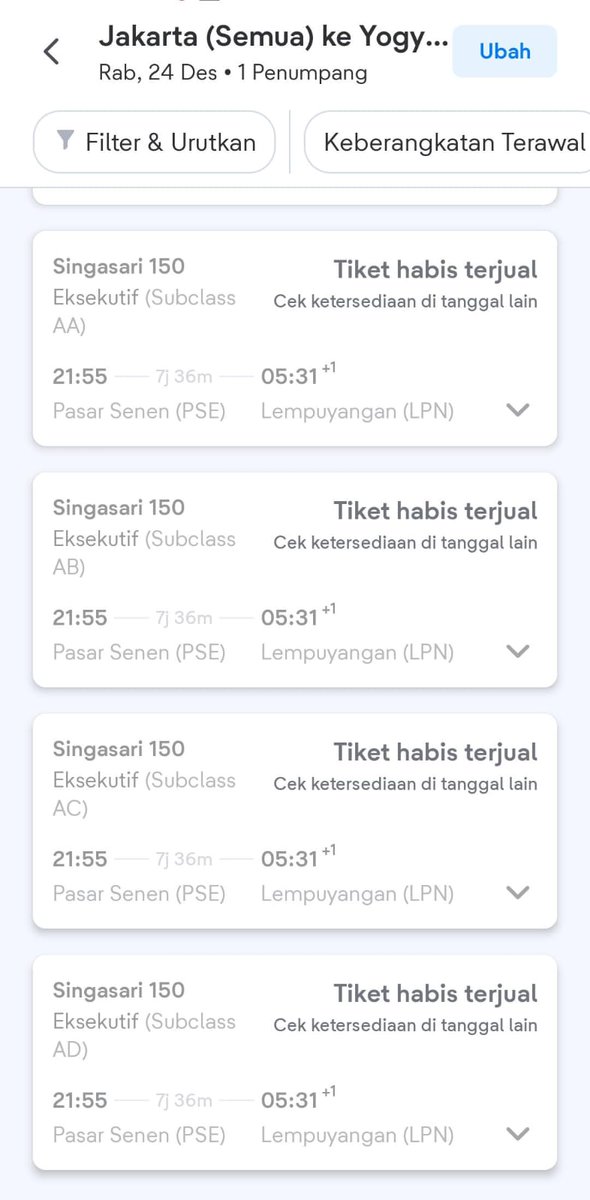 yourtanzz's tweet photo. halo kak... terkait perubahan kemarin ya kan untuk pembelian tiket bisa bertahap nih. sementara dari aplikasi kai acess belum ada keretanya sementara kalau melalui website lain udah pada sold out. ini gimana ya tindak lanjutnya? apakah ada penambahan qty nantinya?  @KAI121 https://t.co/NtzOWKxvd5