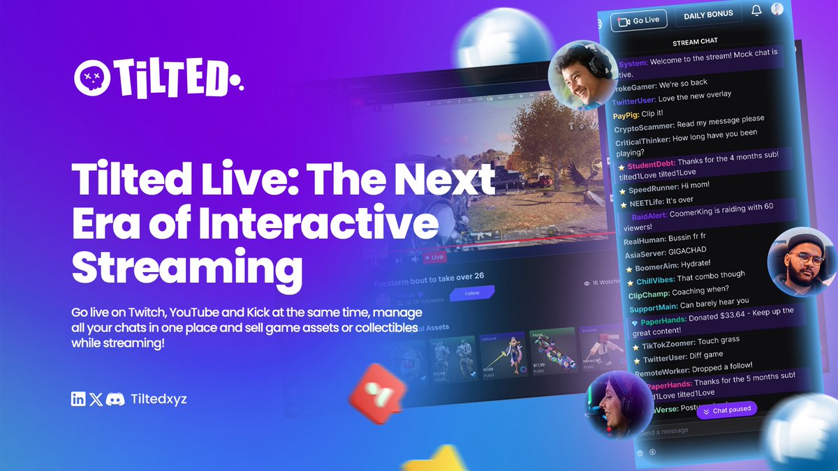 tiltedxyz's tweet image. 👀 Did you miss this?

Tilted Live is changing the game for streamers everywhere! 🎮

Go live on Twitch, YouTube, and Kick at the same time, manage all your chats in one place, and even sell game assets or collectibles while streaming.

Built with OBS integration and powered by…