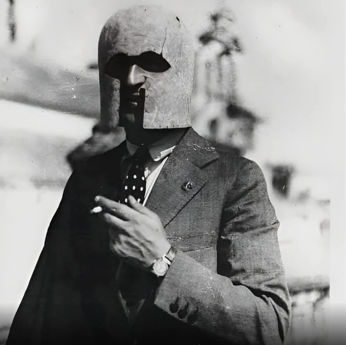 Dr_TheHistories's tweet photo. In 1938, Spanish archaeologist Manuel Esteve made history come alive when he was photographed wearing a genuine Corinthian helmet he had unearthed... 

Originating from ancient Greece, this iconic helmet was used by hoplites citizen-soldiers known for their discipline and strength in phalanx formations. Crafted to protect the entire face while allowing vision and breath, the Corinthian helmet embodies the perfect balance of form and function in classical warfare.

Esteve’s remarkable discovery offered scholars a deeper understanding of ancient Greek craftsmanship, combat traditions, and the ceremonial role of such armor. 

By choosing to wear the helmet himself, Esteve created an unforgettable visual link between modern archaeology and the ancient warriors who once fought in it—transforming a relic of war into a living connection with history.

#drthehistories