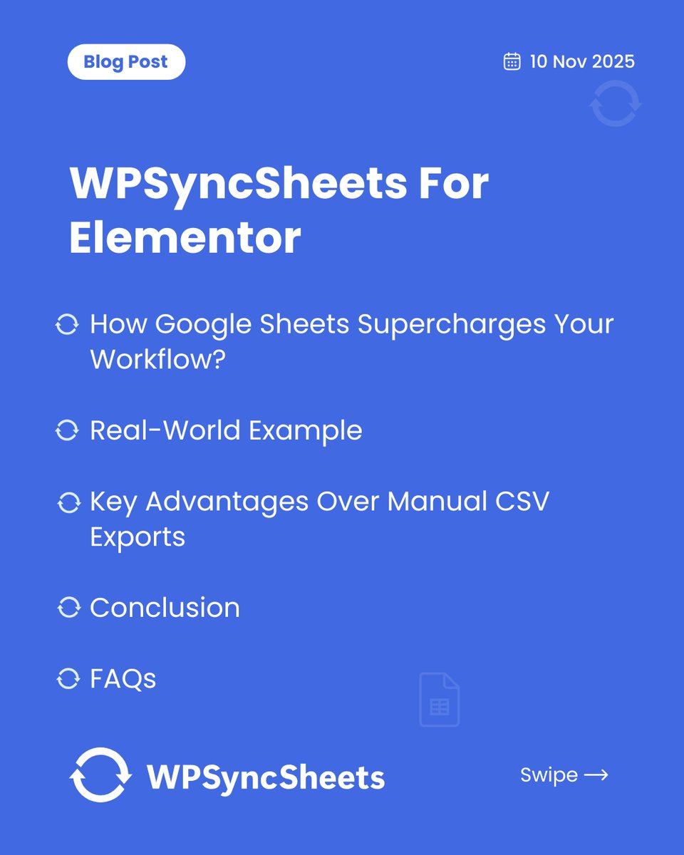 wpsyncsheets's tweet image. Boost Your Workflow: Automatically Collect and Organize Elementor Form Entries in Google Sheets

✅ Why Automating Elementor Form Entries Matters?
✅ Real-World Example
✅ Conclusion
✅ FAQs

🌍 wpsyncsheets.com/boost-workflow…

#wpsyncsheets #Elementor #Entries #googlesheet