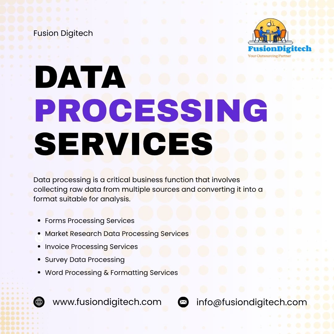 fusiondigitec's tweet image. Fusion Digitech offers reliable Data Processing Services to help you manage, organize, and analyze data efficiently. From data conversion to cleansing and validation, we ensure your business decisions are powered by accurate insights.

Website : fusiondigitech.com