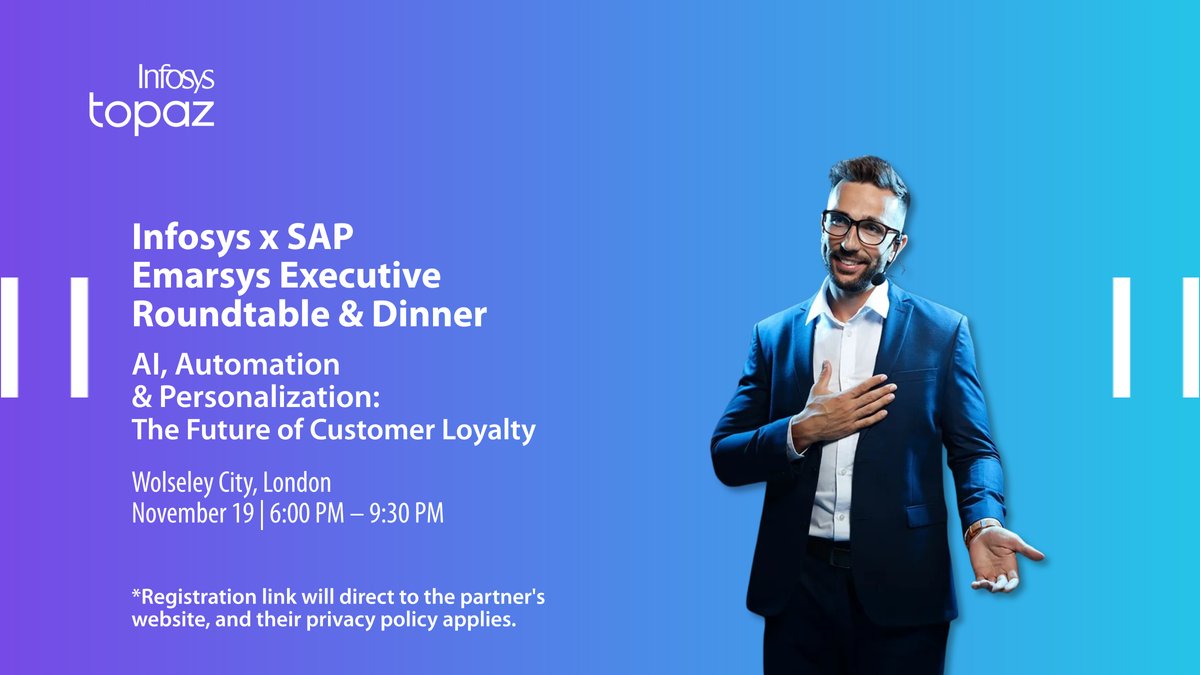 InfosysEvents's tweet image. AI + Automation + Personalization = The future of loyalty. 

Join the conversation in London! bit.ly/3WAZ73K

#InfosysTopaz #InfySAPservices #CustomerExperience #DigitalInnovation #CRM #MarTech #ExecutiveRoundtable #AI