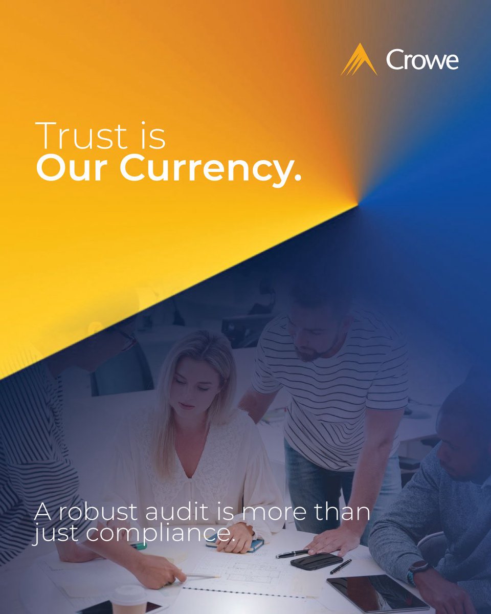 Audit is more than compliance. We deliver independent, high-quality audits that build trust and clarity. 📩 info@crowe.sa 
#audit #assurance #crowe 

التدقيق أكثر من مجرد التزام.
نقدّم تدقيقًا مستقلًا يعزّز الثقة والوضوح.
📩 info@crowe.sa
#المراجعة #الامتثال #حلول_كرو