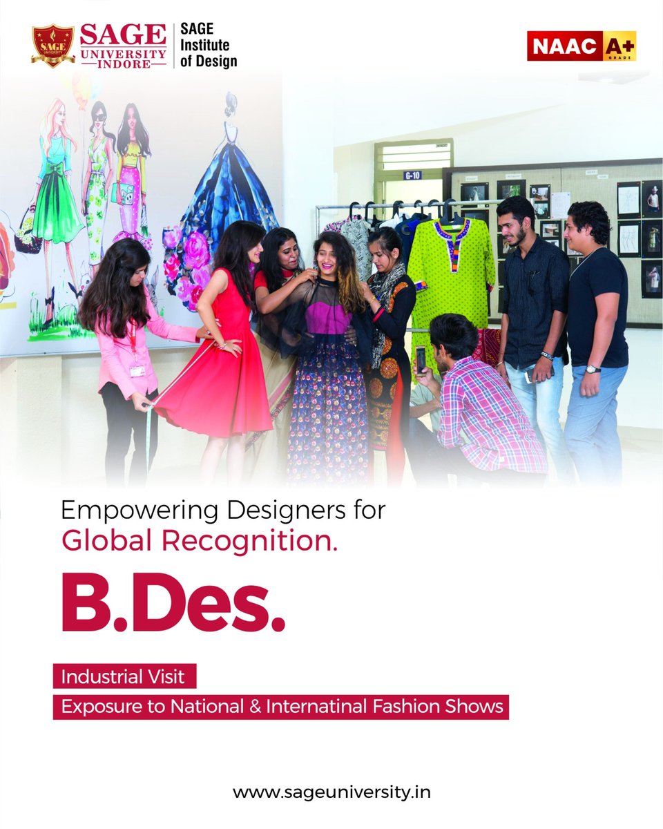 SAGE_INDORE's tweet photo. The B.Des program emphasizes practical learning, industry visits, fashion show exposure & collaborations with leading design institutes — shaping future-ready creative professionals.
Visit - https://t.co/3nmDSsKlj1
__
#SAGEUniversityIndore #Design #BDes https://t.co/raS7t4ajcF