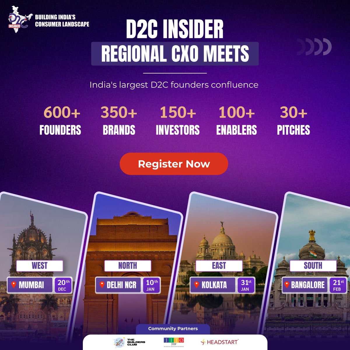 🚀 <a href="/d2cinsider/">D2C Insider</a>  CXO Meets are back!

📍 Mumbai – Dec 20
📍 Delhi – Jan 10
📍 Kolkata – Jan 31
📍 Bangalore – Feb 21
600+ founders. 350+ brands. 150+ investors.
India’s biggest D2C confluence.

🔗 Register: d2ci.co/TBC-CP (Code: TBC)