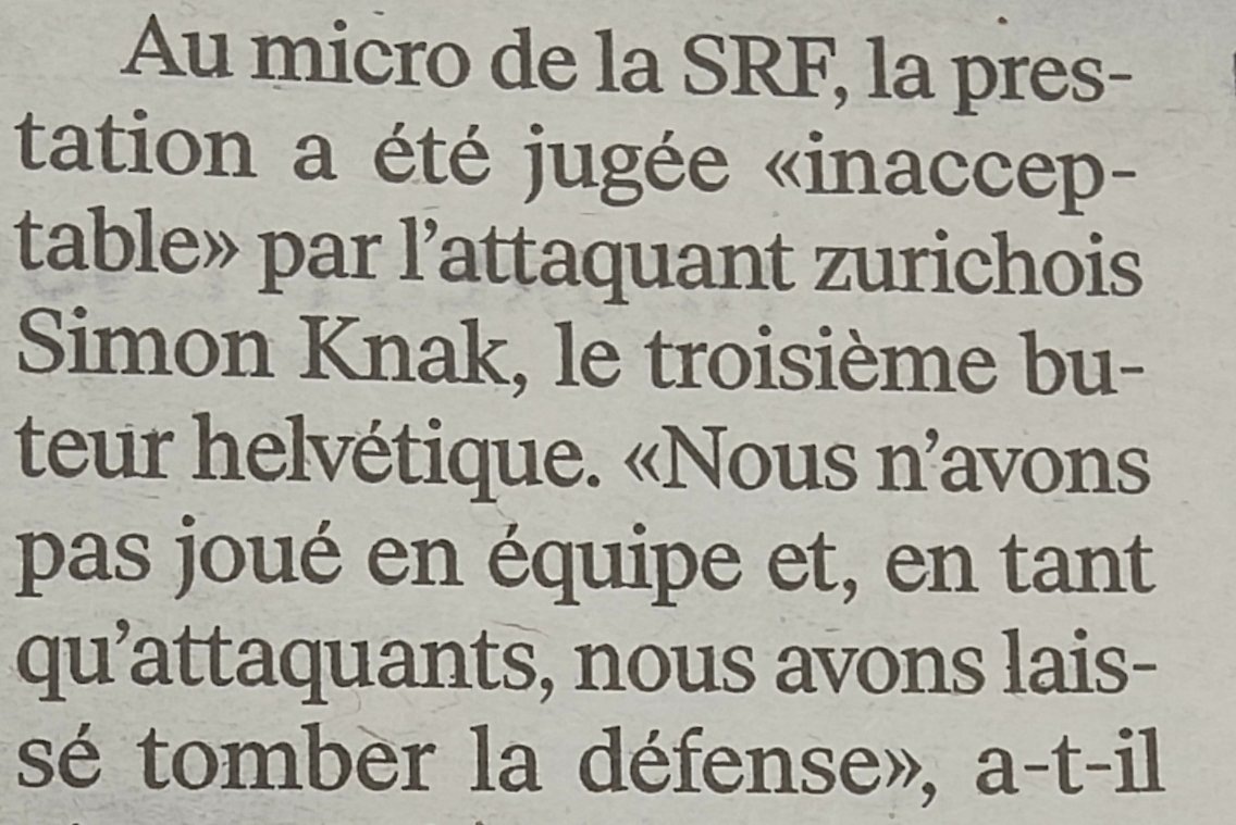 Quand une équipe se prend une branlée j'ai vraiment de la peine à comprendre pourquoi les joueurs qui foire leurs matchs le savent mais surtout t'expliquent 30 sec plus tard à l'interview ce qu'ils devaient faire.