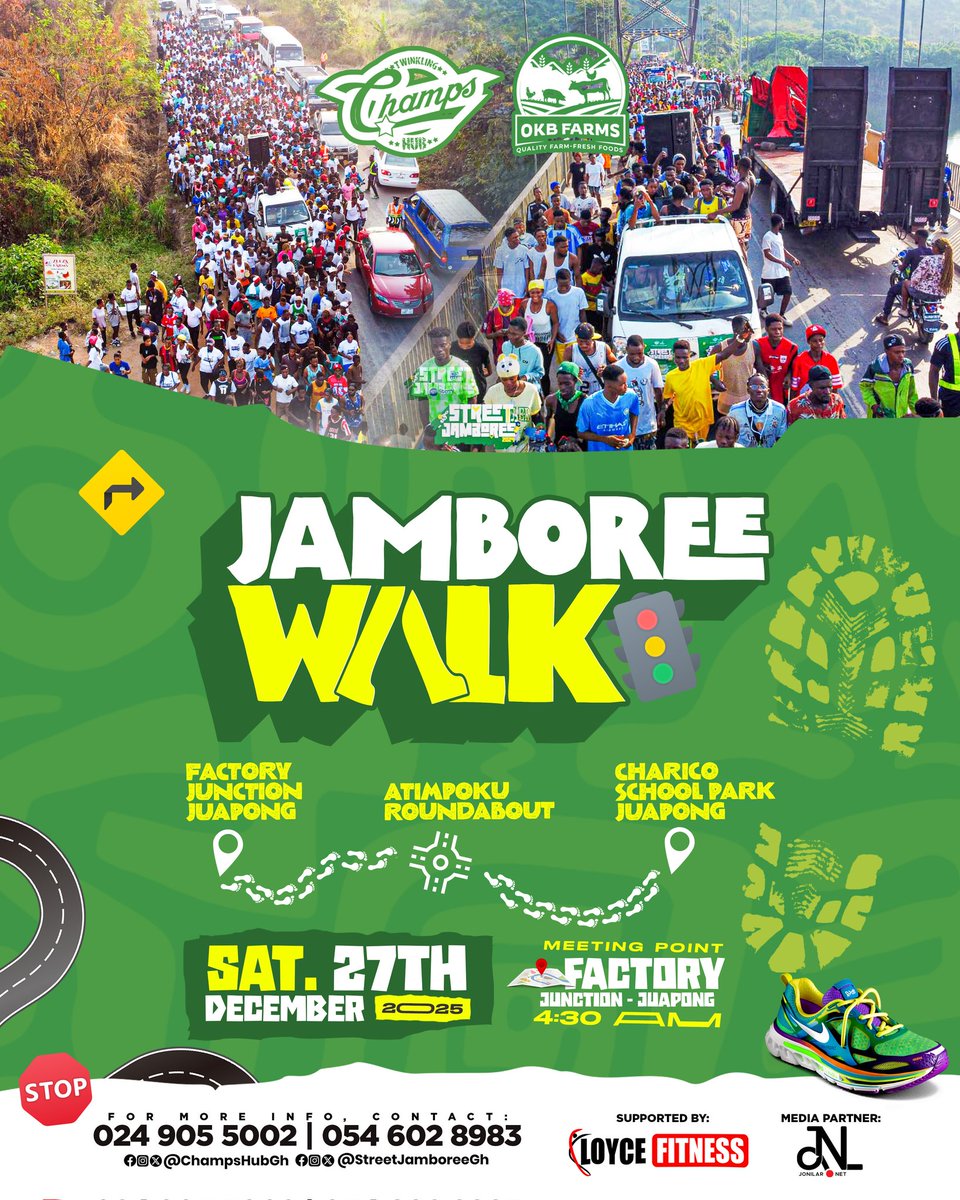 The 𝐉𝐀𝐌𝐁𝐎𝐑𝐄𝐄 𝐖𝐀𝐋𝐊 as we've come to know it, always puts you in a holistic groovy state for the fully packed <a href="/StreetJamboree/">Street Jamboree</a> Experience.

@LOYCEFitness_ is supporting this as well!

⬇️⬇️⬇️
