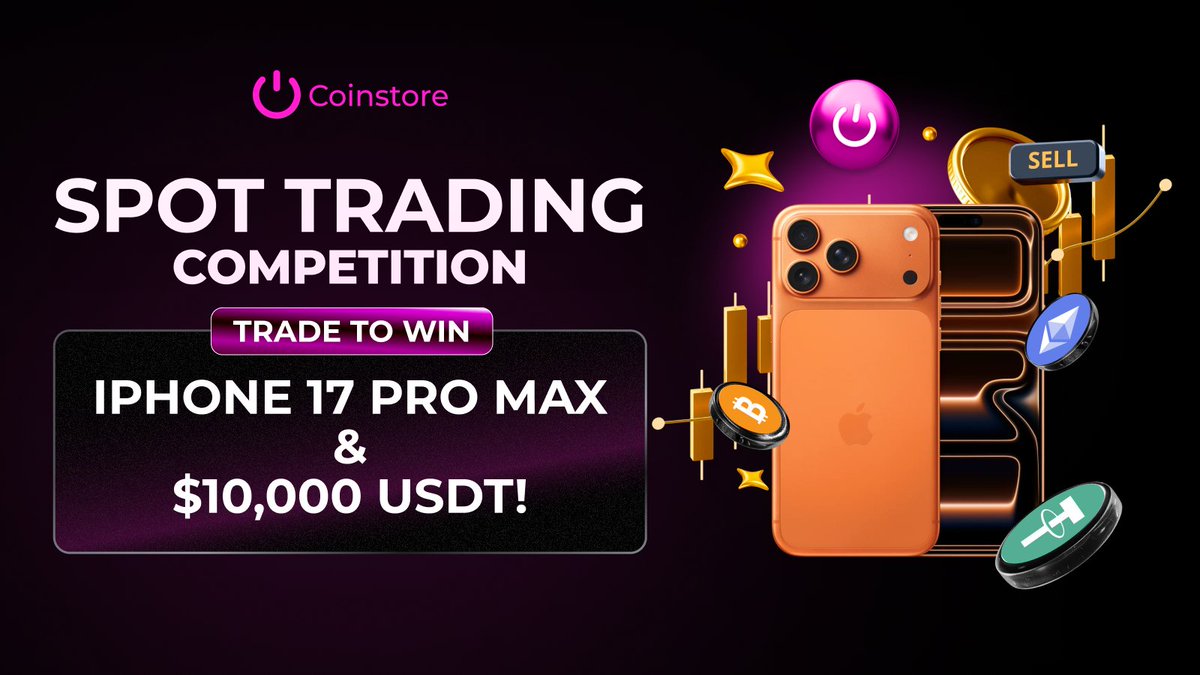 CoinstoreExc's tweet image. Ready,  TRADE! 🏁
$10,000 + iPhone 17 Pro Max?
TRADE NOW &amp;amp; WIN BIG! 🏆 is NOW LIVE!

A $10,000 +iphone 17 pro max prize pool is waiting for the top traders.

To deliver an even better trading experience, we’ve enhanced market depth and optimized spreads.

🗓️ Event Period:…