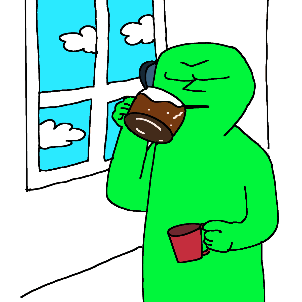 2 cups of coffee coz i stole pepes 1