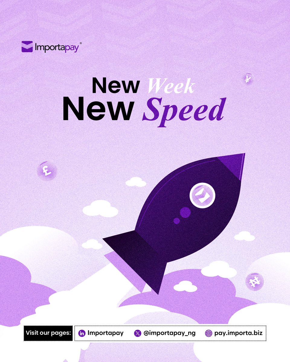 New week. New speed. 

With ImportaPay, your transactions take off instantly  fast, smooth, and reliable.
No delays. No stress. Just pure efficiency.