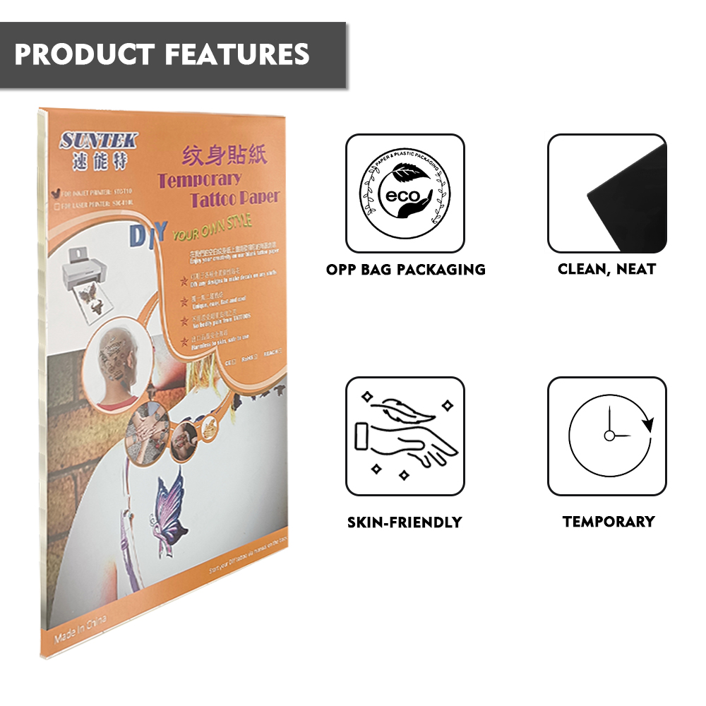 SuntekPrint's tweet image. 【A4 High-Weight Inkjet Tattoo Paper｜Safe &amp;amp; Waterproof｜Print Your Creativity】
190gsm Thick Material｜10 Sets/Bag Convenient Packing｜Glossy Paper Mode for HD Printing

#tattoo #personaldesign #diy #Christmas #Halloween