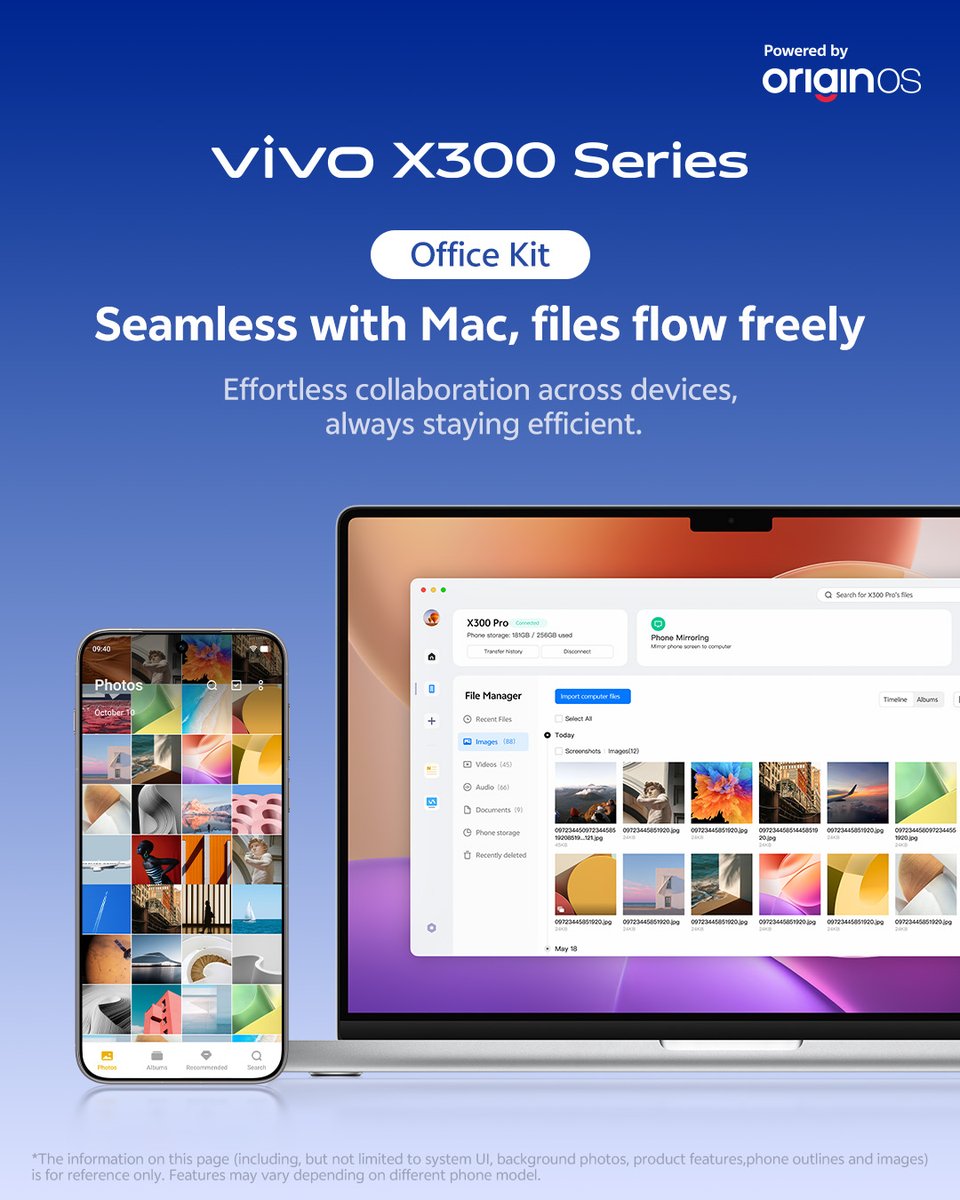 OriginOS_Global's tweet image. Unlock true cross-device synergy. Office Kit bridges the gap, offering seamless file management and collaboration with your computer. Get this productivity upgrade on vivo X300 Series!