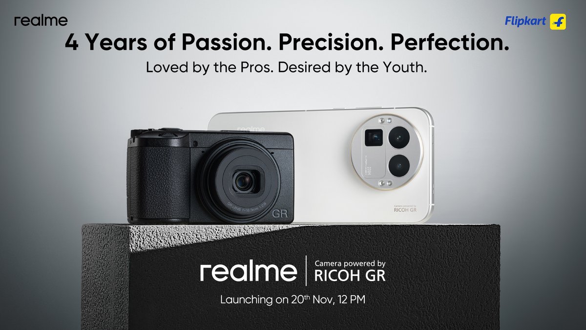 realmeIndia's tweet image. The story of precision enters its next chapter.

realme and RICOH GR celebrate 4 years of pushing boundaries, where pro-grade precision meets youthful creativity. The #realmeGT8Pro is a milestone in design and detail.

Show off your mood and join the #MyGT8ProMood contest! Post…