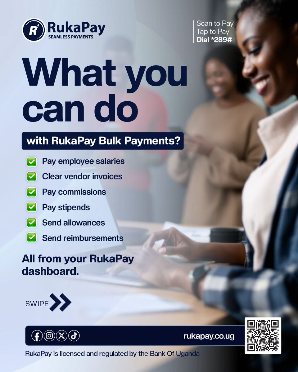 rukapay_ug's tweet photo. SWIPE ➡️ to see how we’re dropping HUNDREDS OF PAYMENTS in seconds! 

Making multiple payments is finally stress-free with RukaPay Bulk Payments.

Stop: ❌ Paying salaries one-by-one.
Start: ✅ Uploading one file and done!

#BulkPay #RukaPay https://t.co/n3sUrhPPtJ