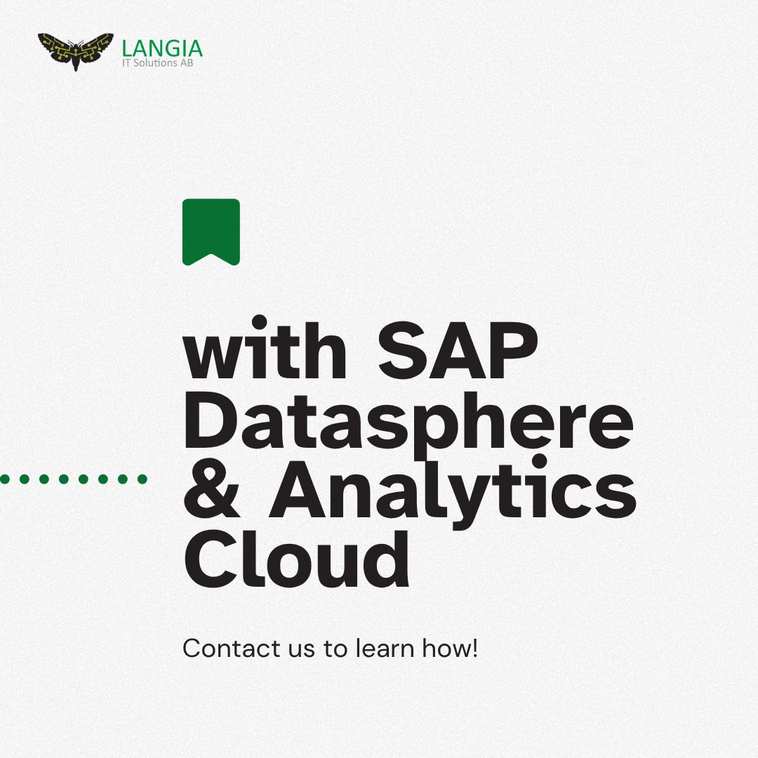 LangiaIT's tweet image. Is your business keeping up with change?

Gain predictive insights and smarter planning with SAP Datasphere and SAP Analytics Cloud.

Langia helps turn data into meaningful intelligence.

➡️ hubs.ly/Q03Rg93q0

#SAPData #SAPAnalytics #Langia #DataDrivenDecisions
