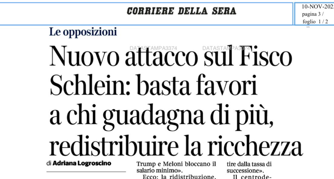Secondo la segretaria del Pd, il fisco che “favorisce chi guadagna di più” è quello in cui i 3 milioni di contribuenti che guadagnano più di 2.500 euro al mese sopportano circa la metà del peso di tutta l’Irpef italiana (e in cui 13 milioni di italiani a basso reddito pagano