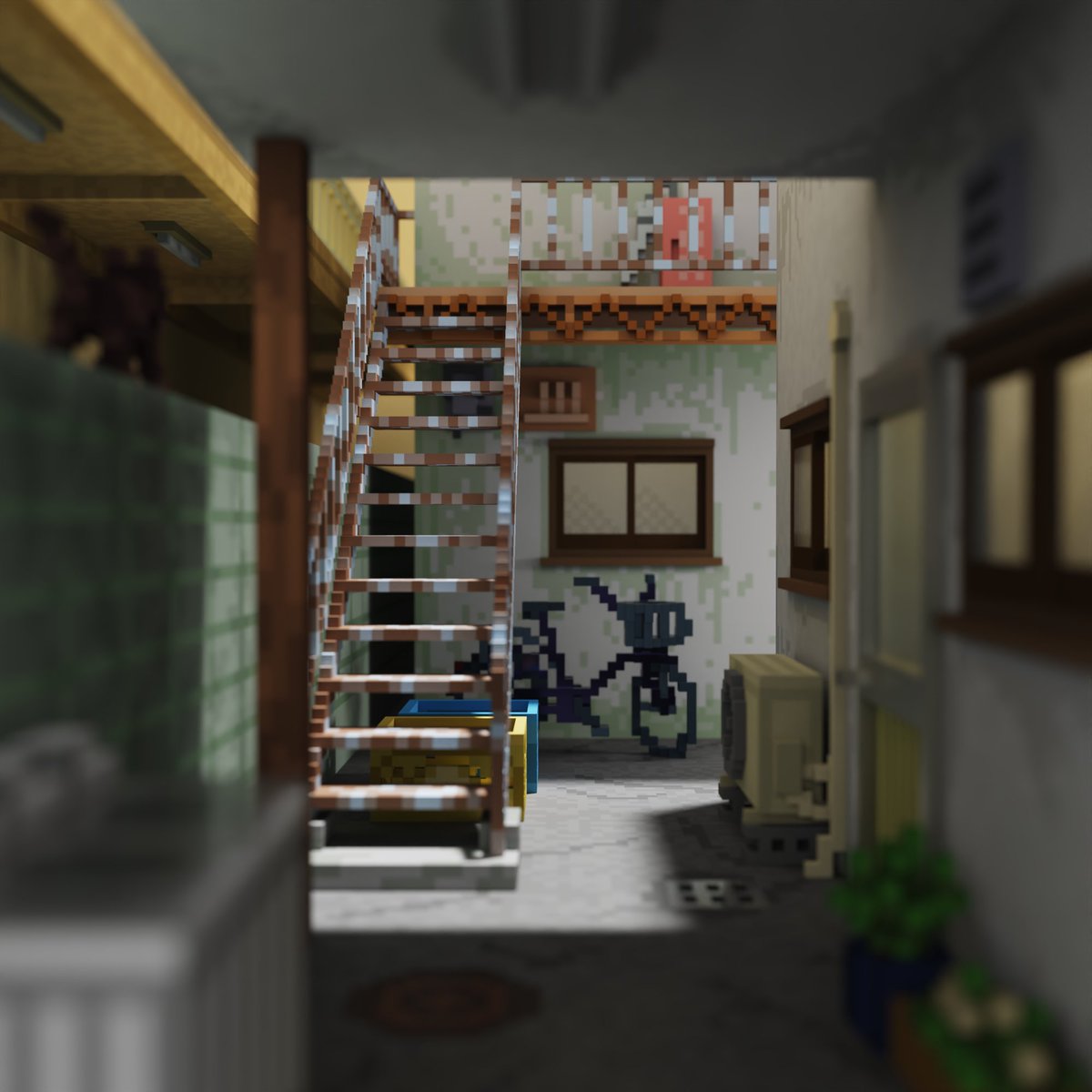 makiba_voxel's tweet image. 『路地裏』
#voxelart #magicavoxel #ボクセル