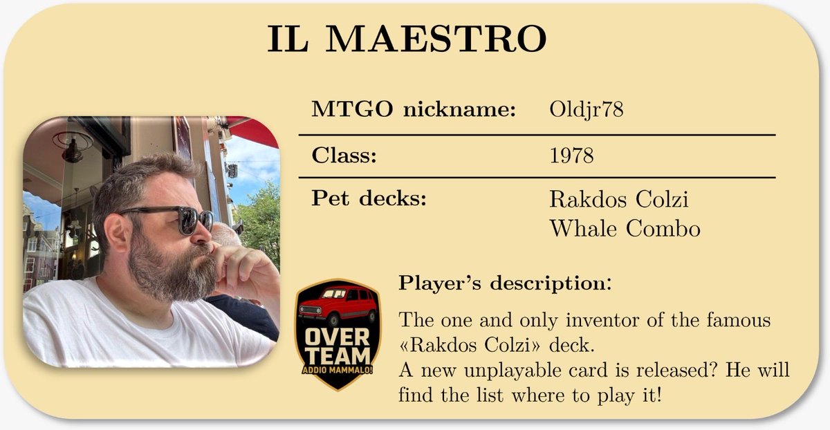 The first official signing of the Over Team — just like when Figo moved to Real Madrid and became the first signing of the Galácticos era. Here you have: «Il Maestro» (10/15). <a href="/Il_Maestro__/">enrico colzi</a> 

#OVER #Mtg #Pauper #LPI #Mtgo