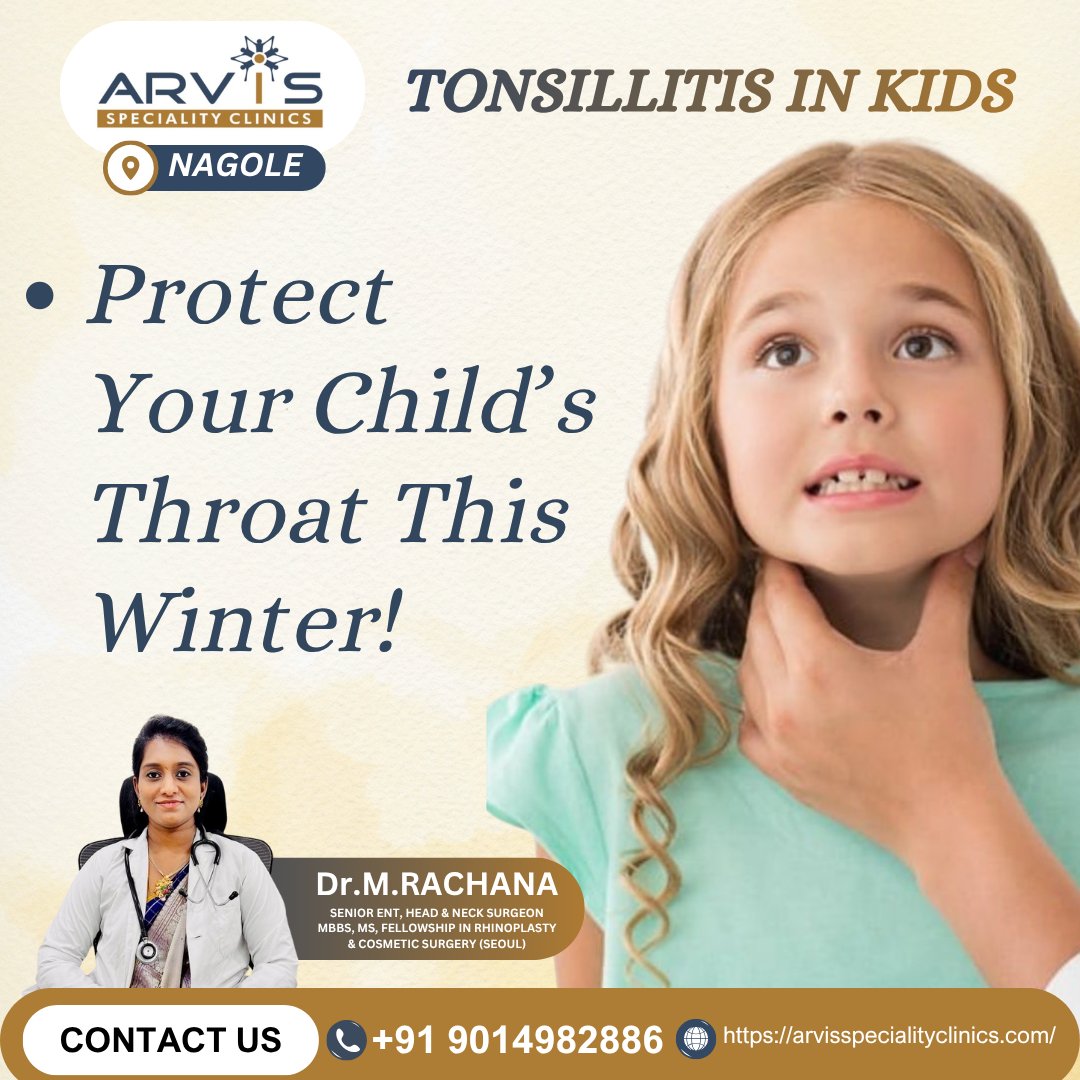 ArvisClinics's tweet image. #TonsillitisInKids #SoreThroat #PaediatricENT #ChildHealth #ENTSpecialist #TonsillitisTreatment #ThroatInfection #WinterHealth #ENTCare #DrRachana #ArvisClinics #Nagole #HyderabadHealth #ExpertCare #ChildWellness #MedicalConsultation #BestENTNagole #TopENT #Tonsillectomy