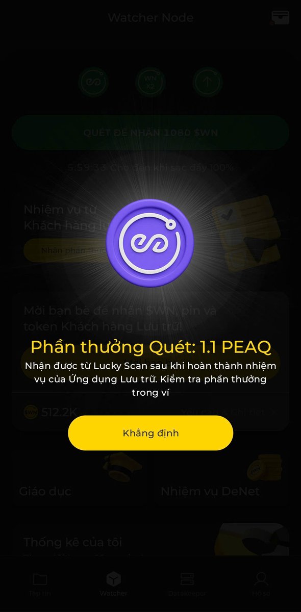 vhtai's tweet photo. Denet's Watcher Node (WN) is running a Lucky Scan campaign, so you have a chance to get $PEAQ; $WNx2; Upgrade WN. Install Watcher Node (IOS, Android) now, level up to qualify for the upcoming DeNet token airdrop.

Let's mine WN together with the referral code below to get 1000 $WN and many other tasks to get $WN (Follow X, Discord, Telegram, ...)

Invitation code: 0xacb2217173b90a67b0f283b6533b497f2f431706

Details:
https://t.co/RgF5ivENDG