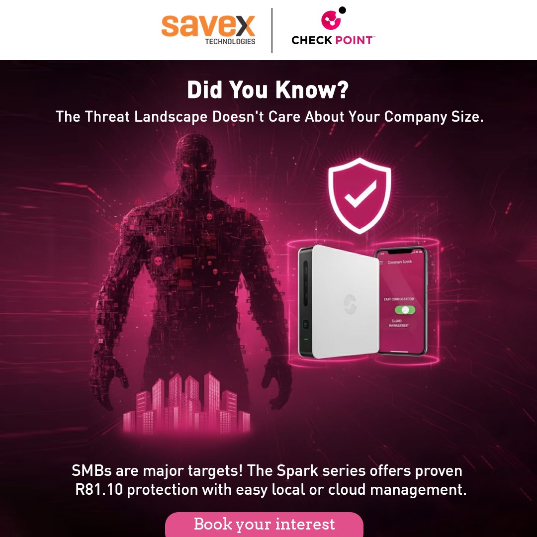 SavexTechnology's tweet image. Cyber threats don&apos;t discriminate! Whether you&apos;re a small business or a huge corporation, the danger is real. 

Contact us for more details: marketing.savex.in/_SavexInquiry/…

#CyberSecurity #SmallBusinessSecurity #SMB #CheckPointSpark #ITSecurity #CheckPoint #SavexTechnologies