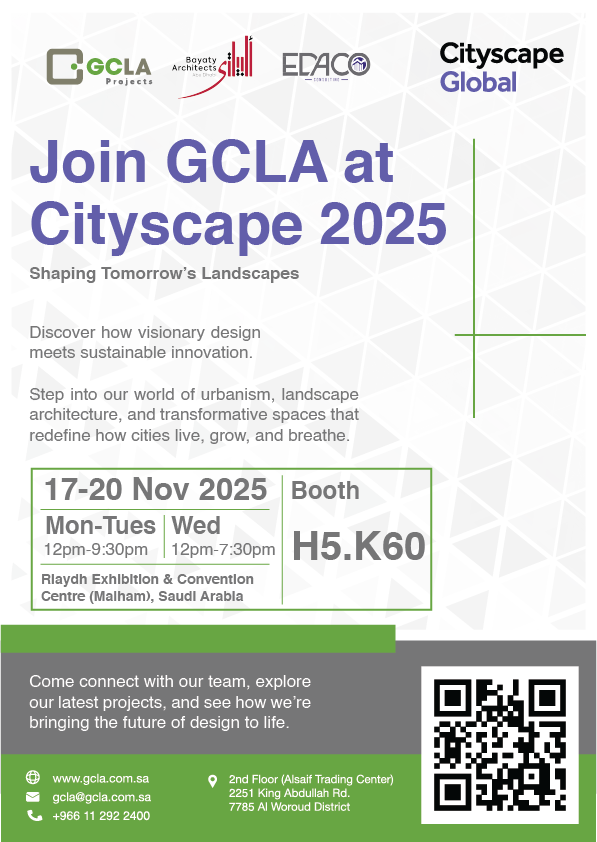 GclaSaudi's tweet photo. Discover how innovation and sustainability are shaping tomorrow’s landscapes.

📍 Booth H5.K60 | 17–20 Nov 2025
📍 Riyadh Exhibition &amp; Convention Centre (Malham)

Meet our team and explore the future of design. https://t.co/VJQYXB9lxD