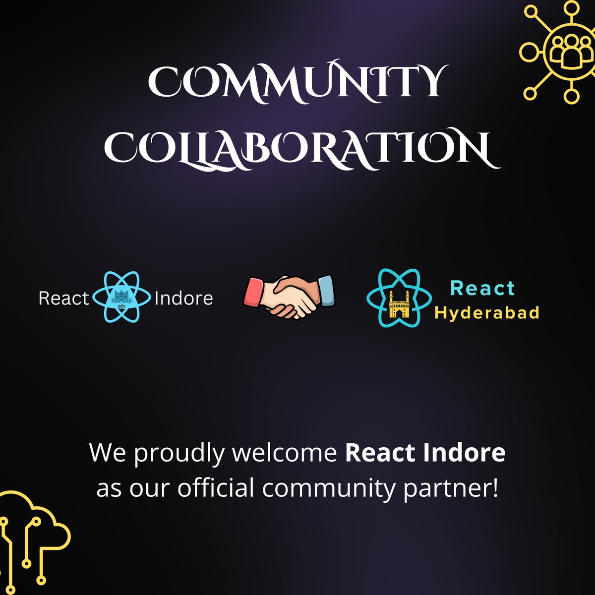 ⚛️ REACTing beyond boundaries!

Super excited to announce our collab with <a href="/reactindore/">React Indore</a> 🎉 Together, we’re bringing two cities, one passion — React 💙

A big shout out to Akshay Mandliya for this collab!

#ReactHyderabad #ReactIndore #Community