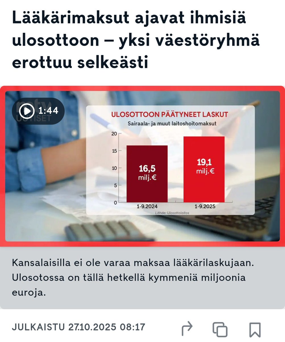 Miten helvetissä voi olla mahdollista että Suomessa voi syntyperäinen Suomen kansalainen joutua ulosottoon lääkärimaksujen vuoksi, kun samalla kustannetaan tuontiprimitiiveille ne ja kaikki muukin Suomalaisten maksamista veroista!? EI JUMALAUTA!!
mtvuutiset.fi/artikkeli/laak…