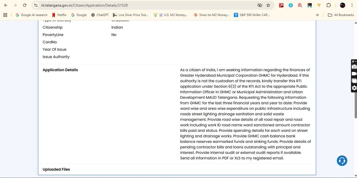 Sreekalyan16's tweet image. Just filed an RTI to GHMC for complete details on Hyderabad’s infrastructure spending. Time to see where the money really going into .
#opengovernance #RTI #transparencymatters #anticorruption #India