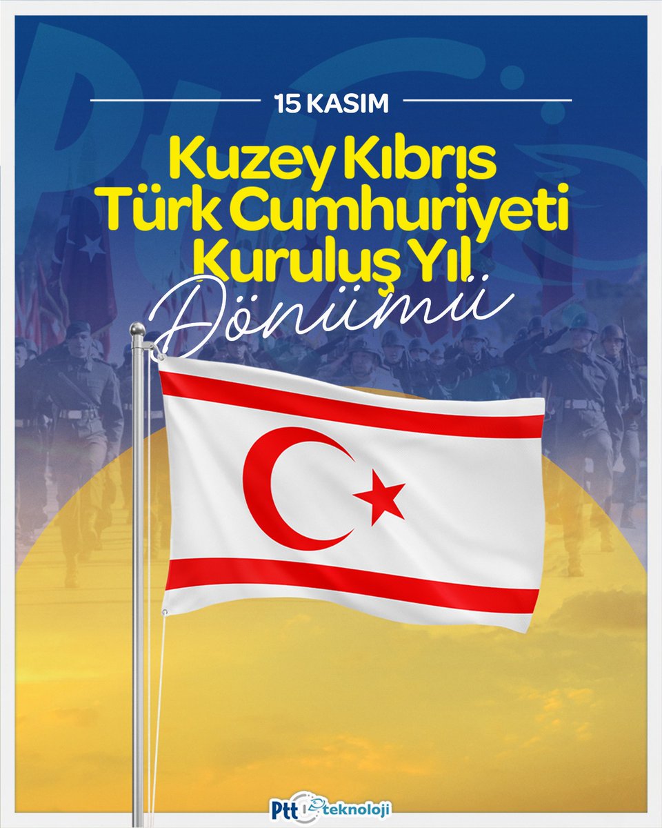 PttTeknoloji's tweet image. Kıbrıs Türk halkının özgürlük, egemenlik ve var olma iradesinin en güçlü ifadesi olan Kuzey Kıbrıs Türk Cumhuriyeti&apos;nin kuruluş yıl dönümünü kutluyor, aziz şehitlerimizi ve kahraman gazilerimizi minnetle yad ediyoruz.

#KKTC42Yaşında