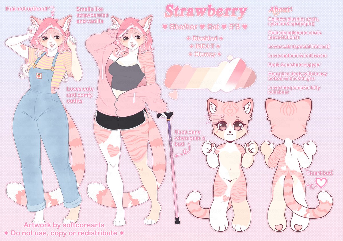 softcorearts's tweet image. Little ref I did for Strawberry earlier this year! Gotta update it soon, she has a bob cut now ˖ . ݁𝜗𝜚. ݁₊