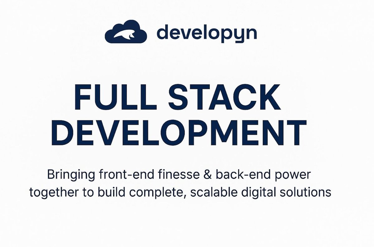 developyn's tweet image. Build smarter, scale faster. At Developyn, our #FullStackDevelopment services cover everything, front end, back end &amp;amp; beyond. Deliver seamless digital experiences under your brand, powered by our expertise. 
👉 developyn.com/services/full-…
#WebDev #TechPartner #DigitalGrowth
