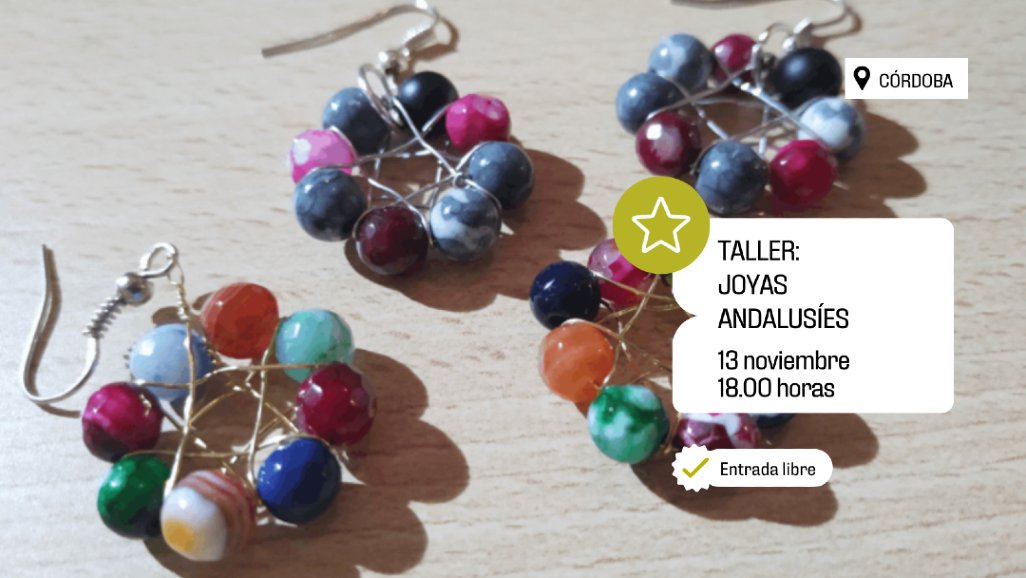 <a href="/Univcordoba/">Universidad Córdoba</a> El jueves a las 18:00 horas vuelven los talleres de SextoMario con creaciones de joyería 💎 inspiradas en la filigrana andalusí. Saca tu entrada en tinyurl.com/2xlck78j