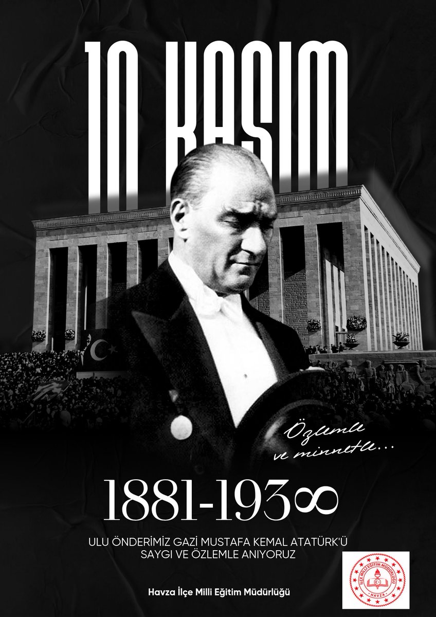 🖤 10 Kasım – Atatürk’ü Anma Günü 🖤
Ulu Önder Gazi Mustafa Kemal Atatürk’ü, ebediyete intikalinin 87. yılında saygı, özlem ve minnetle anıyoruz. 🇹🇷
 @samsunilmem55