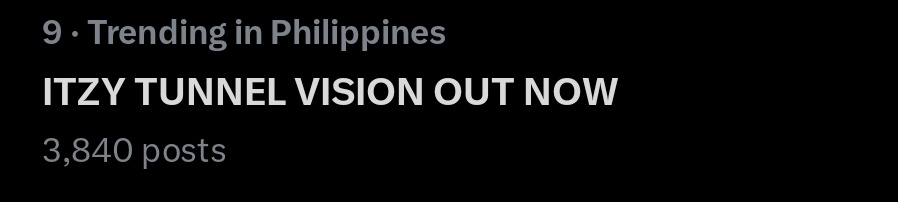 itzychartsdata's tweet image. &quot;ITZU TUNNEL VISION OUT NOW&quot; Sentence is currently trending at #9 in Philippines 🇵🇭 

#ITZY_TUNNELVISION
#있지와_함께_새로운_VISION #ITZY