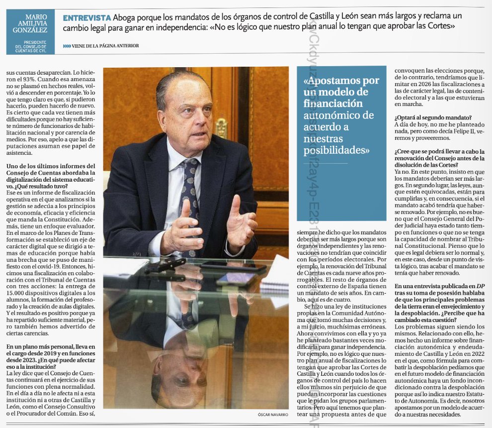 🎙️ Mario Amilivia en <a href="/DiarioPalentino/">Diario Palentino. Palencia</a> 
➡️ "Rendir cuentas ante sus vecinos es la primera obligación de un político"
➡️ "No es lógico que nuestro Plan anual de #fiscalizaciones lo tengan que aprobar las <a href="/Cortes_CYL/">Cortes de Castilla y León</a> 
➡️ "Defiendo el #municipalismo en Castilla y León como nadie"