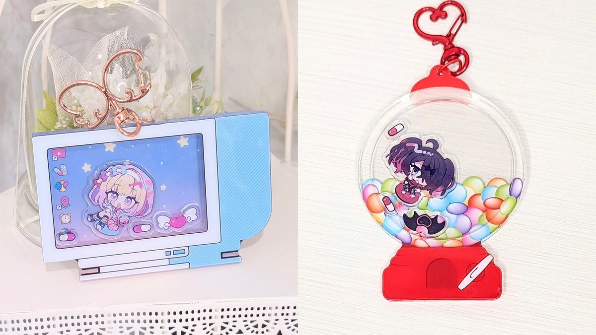 🪽アクリルキーホルダー＆缶バッジのご紹介🪽 リボンがかわいい