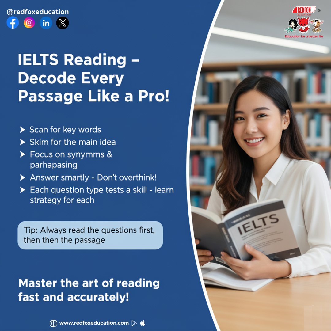 RedFox_EdTech's tweet image. 📚 IELTS Reading Success Awaits!
Ready to Decode Every Passage Like a Pro? 🚀 

Download Our Mobile App:
Google Play: bit.ly/31lO56z
App Store: apple.co/39UxPwl

#IELTS #IELTSReading #IELTSPrep #IELTSTips #StudyTips #EnglishLanguage #ExamPrep #RedFoxEducation