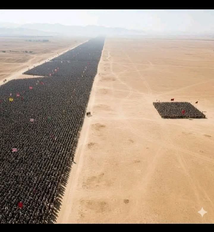 #صورة تقريبية ل #غزوة_مؤتة، ومقارنة جيش الإسلام [3000] بجيش الروم [200.000]....