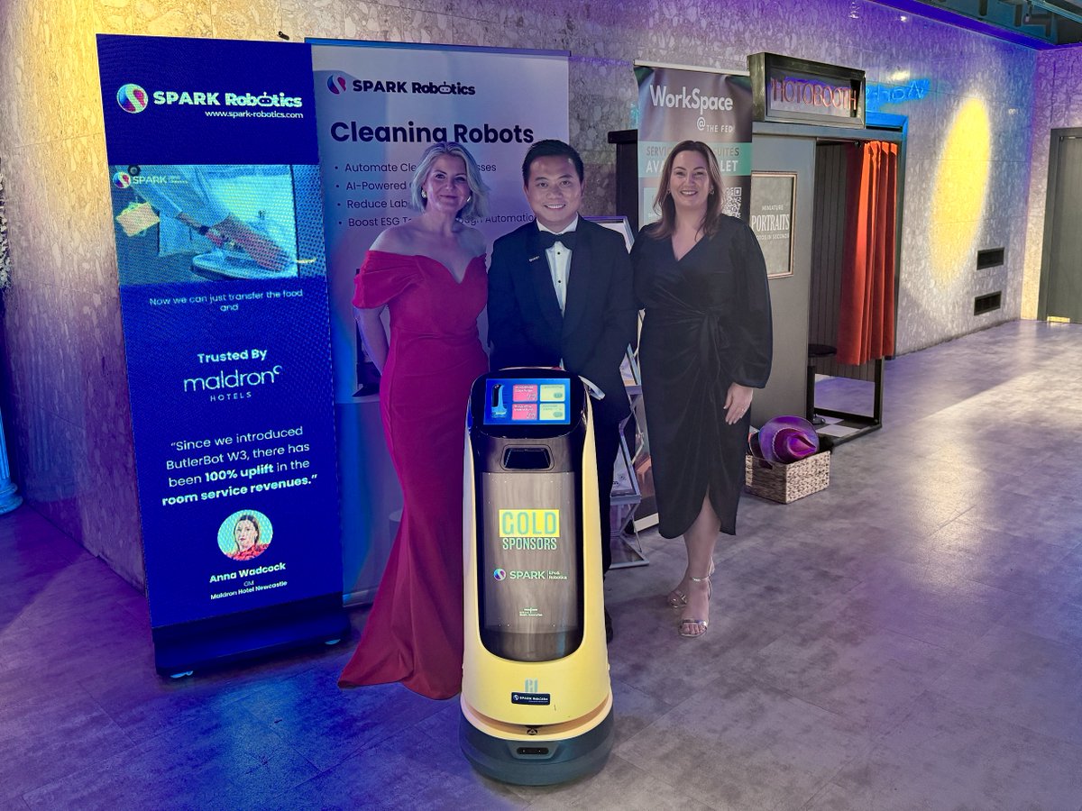SparkEPOS's tweet image. SPARK Robotics was proud to be the gold sponsor at the North East Hotels Association Awards 2025! 🌟 

We celebrated the exceptional talent driving hospitality forward in the North East. 

Congratulations to all nominees and winners! 

#NEHA25 #HotelRobots #HospitalityRobots